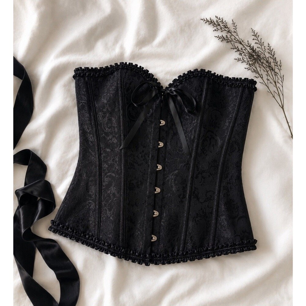 NWT Coeur de Vague Black Brocade Corset XL